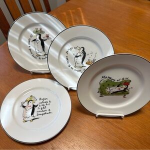 EUC - Pottery Barn - Penguins - Set of 4 - Appetizer / Snack Plates